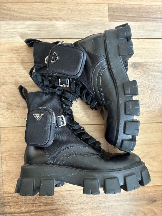 Prada Monolith Re-Nylon Combat Boots with Pouches – Mens Prada sz UK 8.5 US 9.5 main image 4